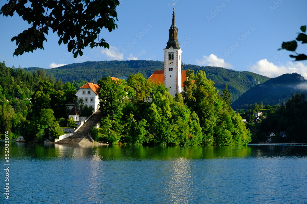 Church in the lake Bled in Slovenia