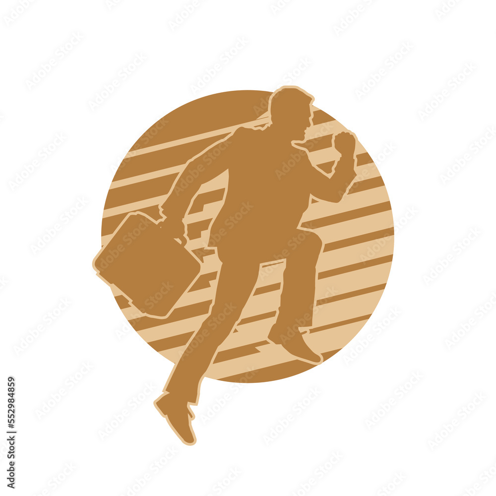 Silhouette of a businessman walking with a briefcase. vector illustration on stripe background. Silhouette of a businessman walking with a briefcase. vector illustration on stripe background.