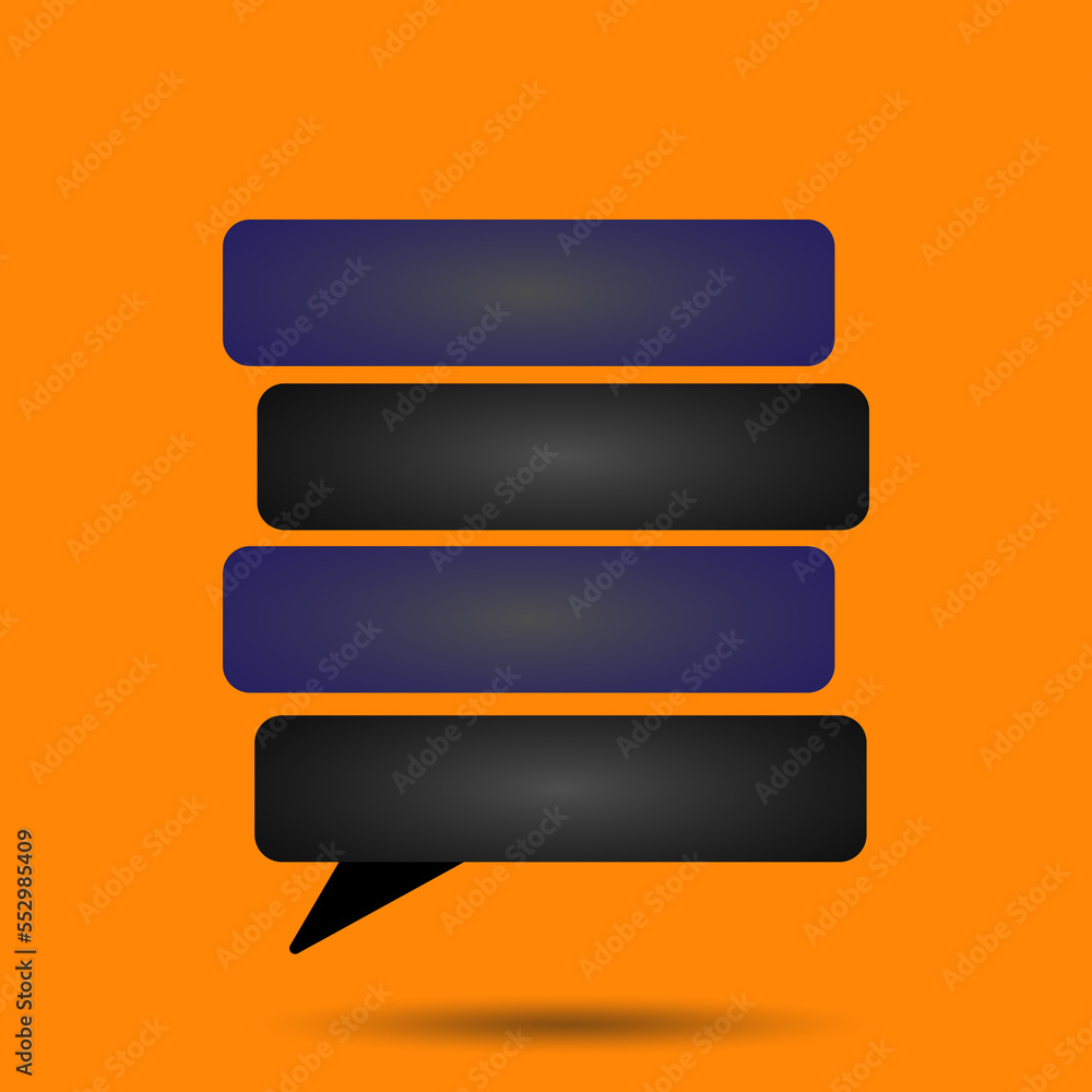 Black paper lines as speech bubble. Separated blocks. Orange background. jpeg illustration. jpg image Black paper lines as speech bubble. Separated blocks. Orange background. jpeg illustration. jpg image