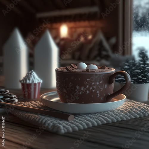 Holiday Foods  christmas  A hot choco tea  A cup of tea  AI ART