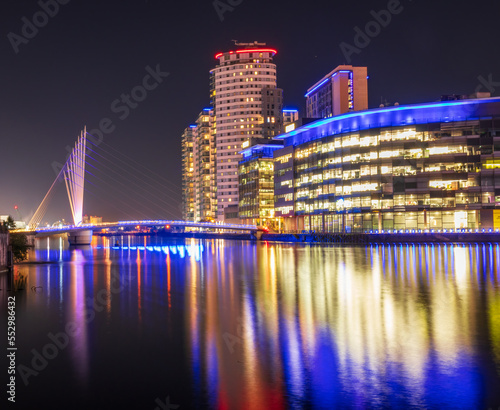 Media City Manchester during night