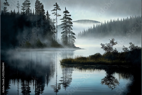 fog on the lake. Designed using Generative AI.