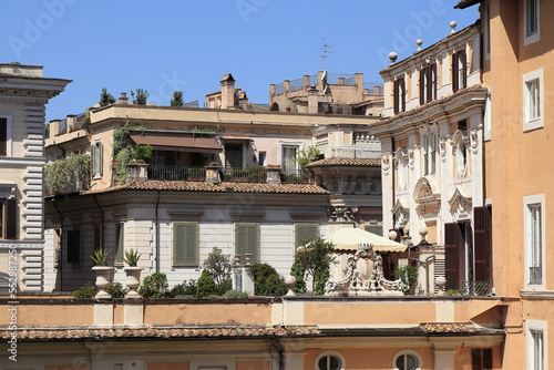 Typical Building Facades Seen from the Palazzo Colonna in Rome, Italy