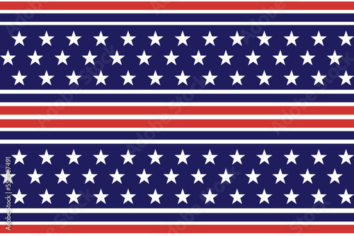 USA Flag Stars and Stripes Seamless Pattern, 4th of July Red, Blue, White Stars and Lines Background for Celebration Holiday, American President Day, memorial day, Vector Illustration