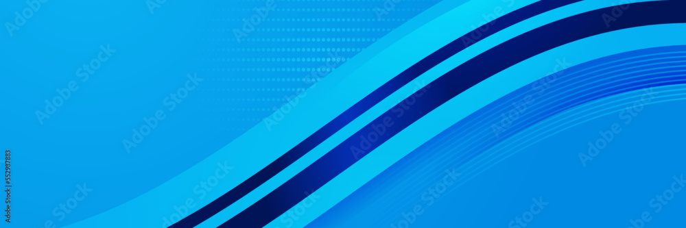 Obraz premium Modern blue gradient abstract vector long wide banner background. Design for poster, template on web, backdrop, banner, brochure, website, flyer, landing page, presentation, and webinar