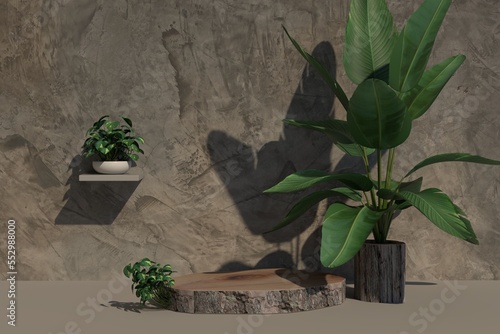 Podium display scene for cosmetic product and packate,3d render.