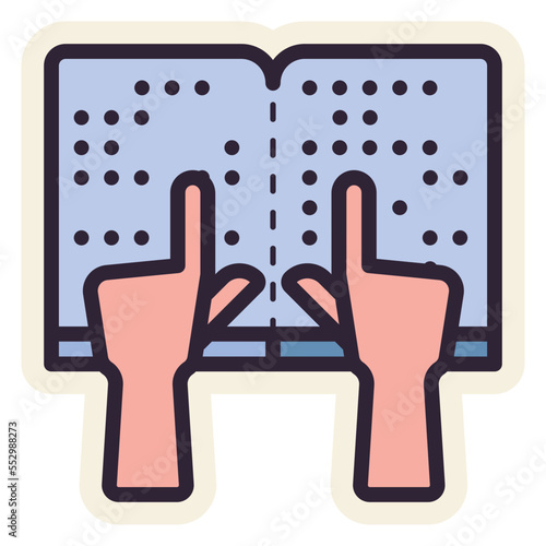  reading braille book sticker