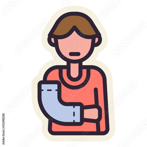 man with bone fracture hand sticker