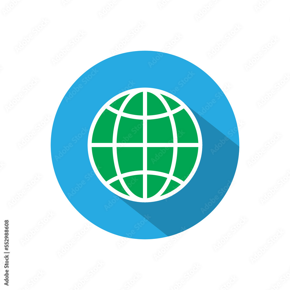 Green globe icon vector isolated on circle background Green globe icon vector isolated on circle background