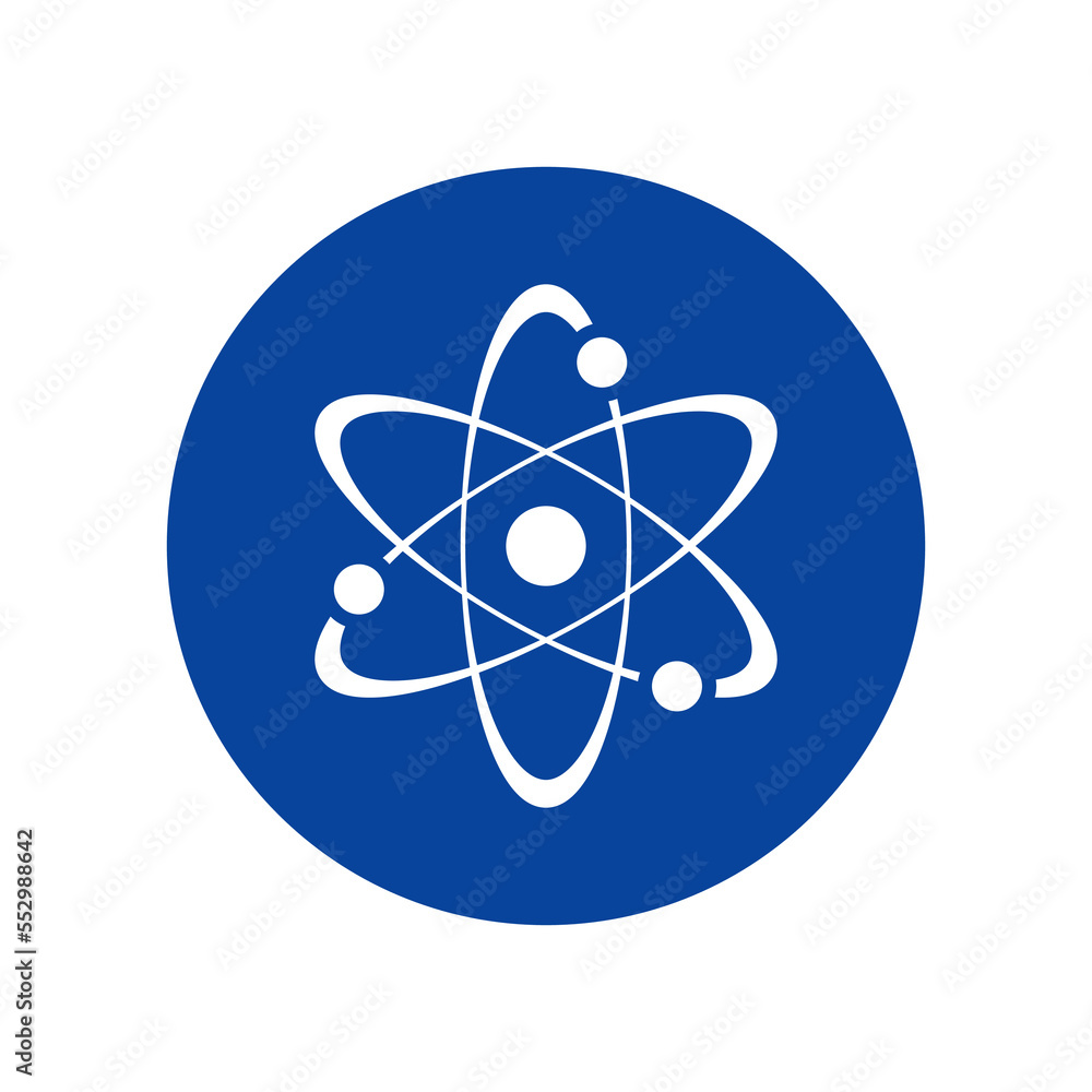 Science atom icon vector isolated on circle background