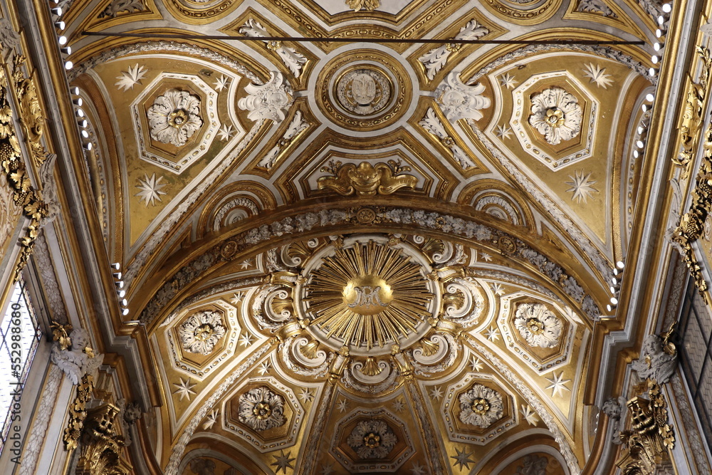 Santa Maria dell'Anima Church Golden Ceiling Close Up in Rome, Italy