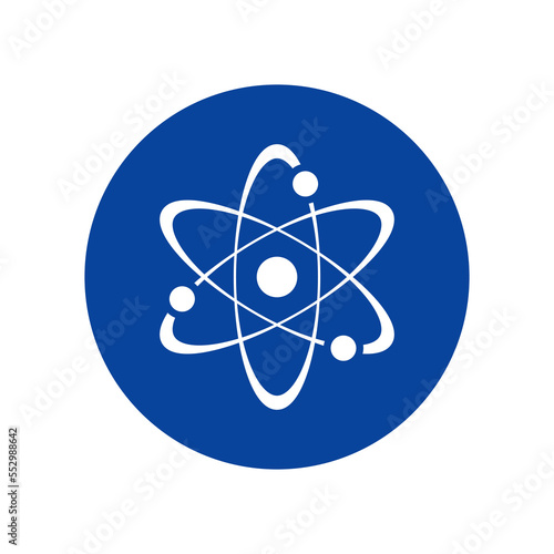 Science atom icon vector isolated on circle background
