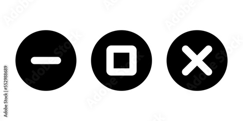 Minimize, maximize, and close button icon vector. Elements of mobile app window photo
