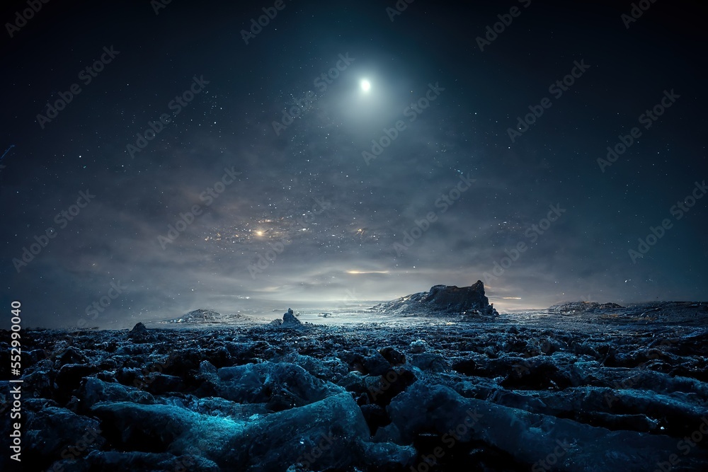 Stunning Frozen sea, the galaxy, AI art