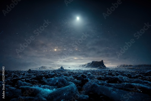 Stunning Frozen sea, the galaxy, AI art