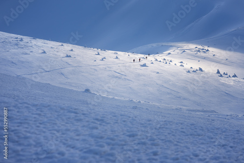 Group of Hikers on a Winter Mountain Hike