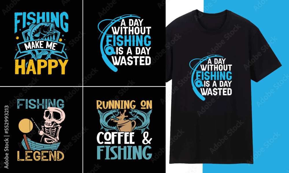Fishing Typography Trendy Creative T-shirt Design Bundle