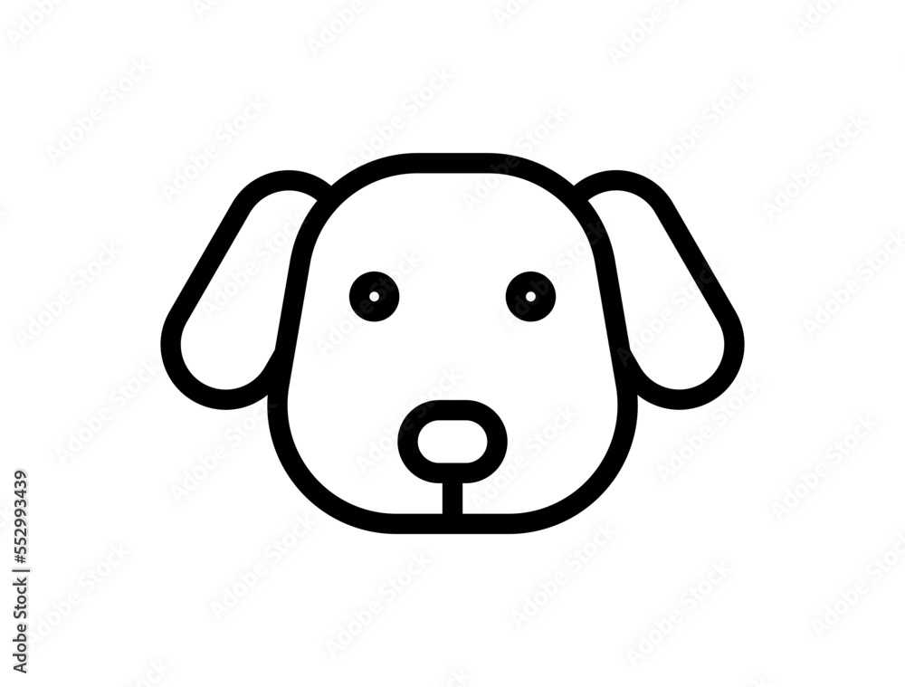 Dog head icon. Domestic pet symbol with black face. Dog vector on white isolated background Dog head icon. Domestic pet symbol with black face. Dog vector on white isolated background