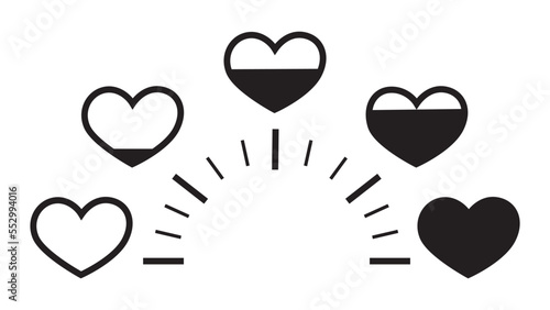 Meter of love with hearts. Valentine day concept. Test with full indicator of level passion.Vector.
