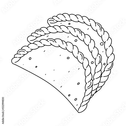 Fried empanadas in hand drawn doodle style. Traditional Colombian food. Latin American food vector illustration. photo