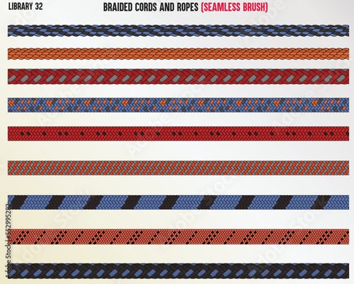 BRAIDED KNITTED WOVEN PATTERN CORD, ROPE, CABLE SEAMLESS BRUSH IN EDITABLE VECTOR