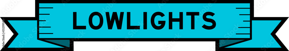 Ribbon label banner with word lowlights in blue color on white background Ribbon label banner with word lowlights in blue color on white background