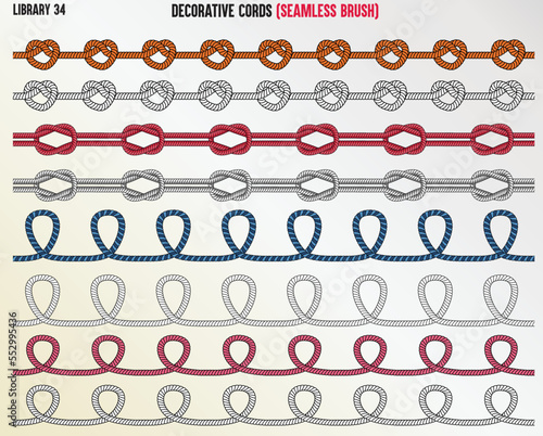 BRAIDED KNITTED WOVEN PATTERN CORD, ROPE, CABLE SEAMLESS BRUSH IN EDITABLE VECTOR