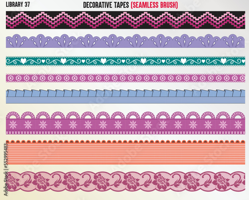 DECORATIVE TWILL TAPE SEAMLESS BRUSH IN EDITABLE VECTOR