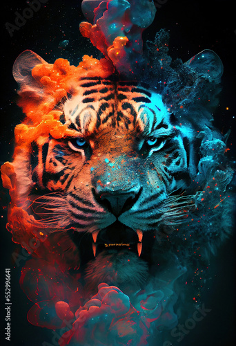 Tiger in space galaxy