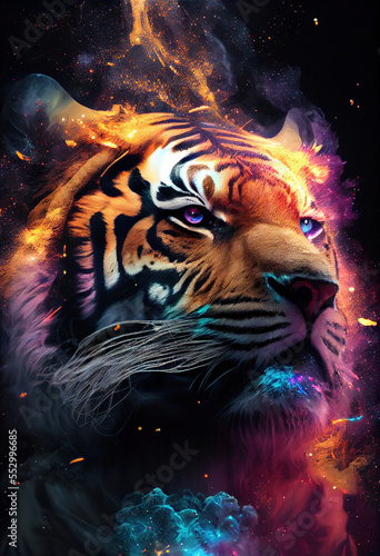 Tiger in space galaxy