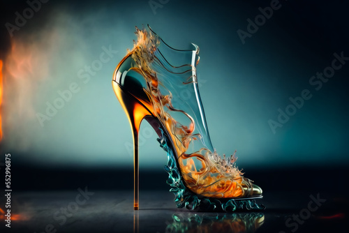 Abstract high heel women shoes. Fashion background.  Image created with Generative AI technology