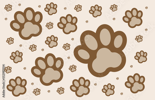Cat and Dog paw pattern vector illustration. Cat and Dog footprint pattern background