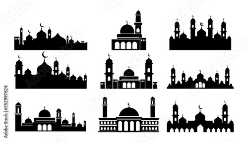 black mosque silhouette set