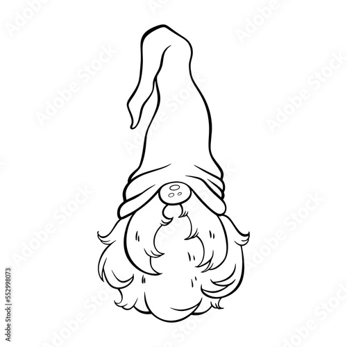 Line art cute gnome is a line drawing in black on a white background. suitable for use as an illustration and bring to paint