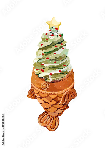 Taiyaki Christmas ice cream  photo