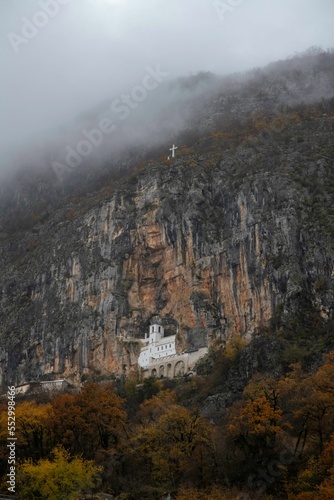 Saint Basil monastery carved into the mountain in Ostrog