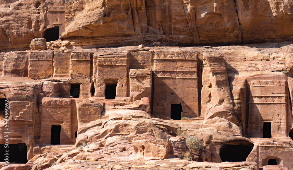Ancient and mystery city of Petra, Jordan. Travel, vacation and tourism concept Ancient and mystery city of Petra, Jordan. Travel, vacation and tourism concept