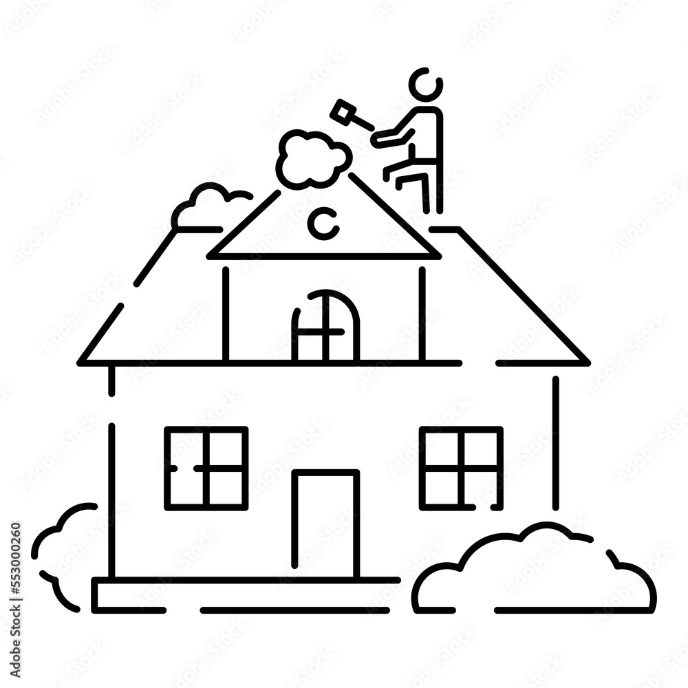 Snow removal winter season. Snow Shovel line icon vector design. House Snow removal winter season. Snow Shovel line icon vector design. House