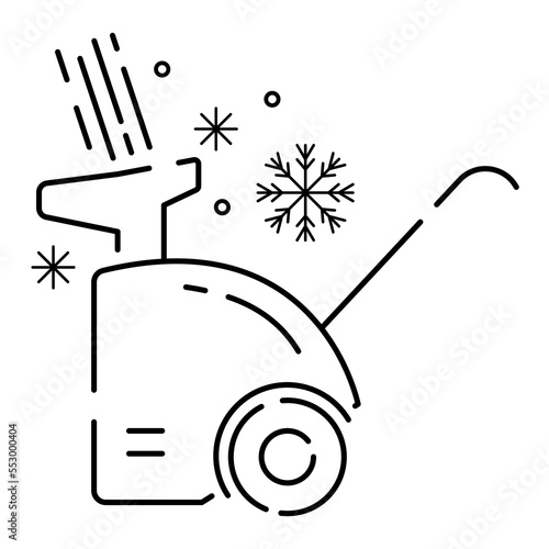 Snow removal Winter season service linear icons. Christmas. Studded tires for car. Customizable thin line contour symbols. Snowblower
