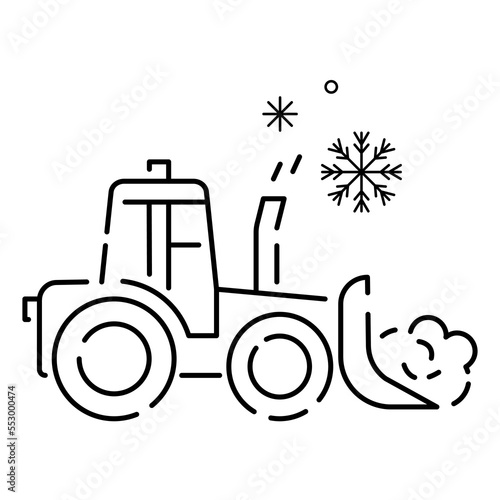 Snow removal Winter season service linear icons. Christmas. Studded tires for car. Customizable thin line contour symbols. Tractor