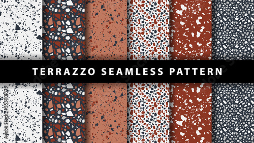 Set of terrazzo seamless patterns. Terrazzo floor pattern. Terrazzo seamless pattern. Collection of terrazzo pattern