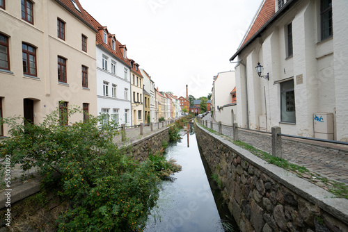 Old buildings in the german town Wismar.