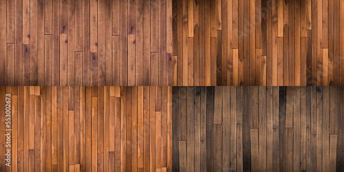 Set of dark wooden wall with nature pattern for background. brown plank background 