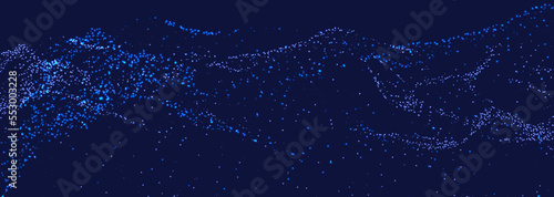 Vector abstract futuristic digital landscape with particles dots