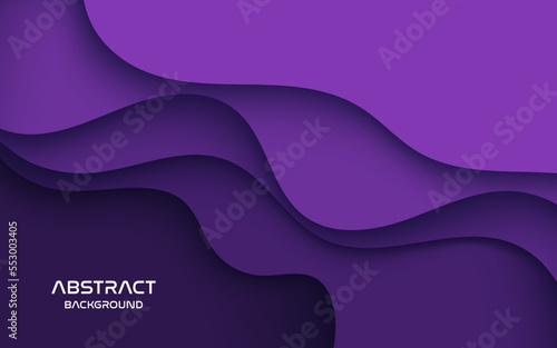 Multi layers purple color texture 3D papercut layers in gradient vector banner. Abstract paper cut art background design for website template. Topography map concept or smooth origami paper cut