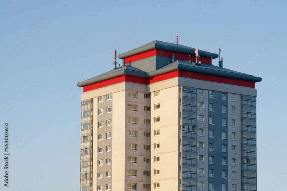Council flats in poor housing estate with many social welfare issues in LInwood Council flats in poor housing estate with many social welfare issues in LInwood