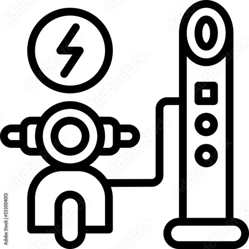 electric motorcycle line style icon