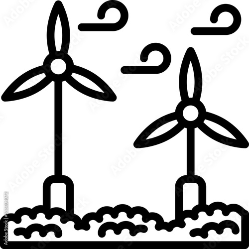 wind turbine line style icon