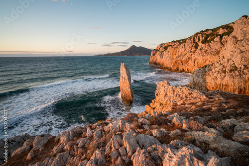 Küste auf Sardinien bei Buggerru im Abendlicht. photo