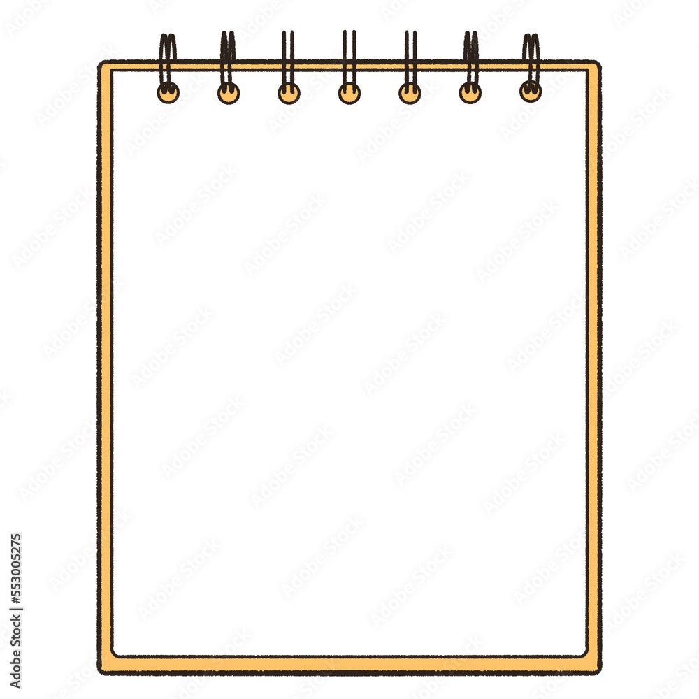 開いたリングノートのフレームイラスト